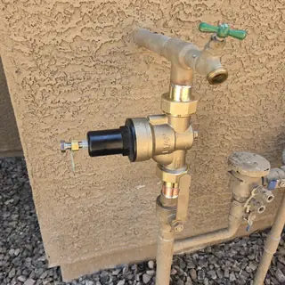 New pressure reducing valve on an exterior water line