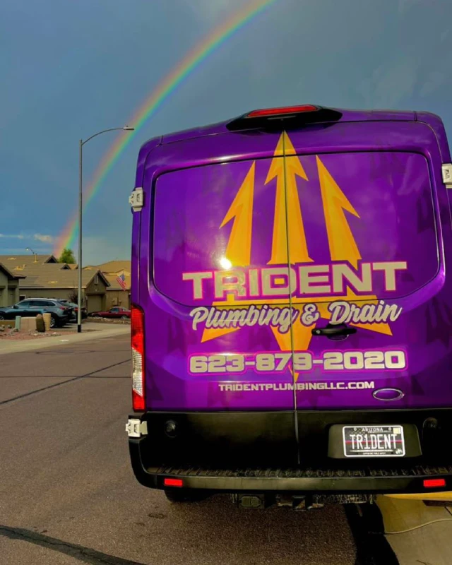 trident plumbing and drain van back view shot