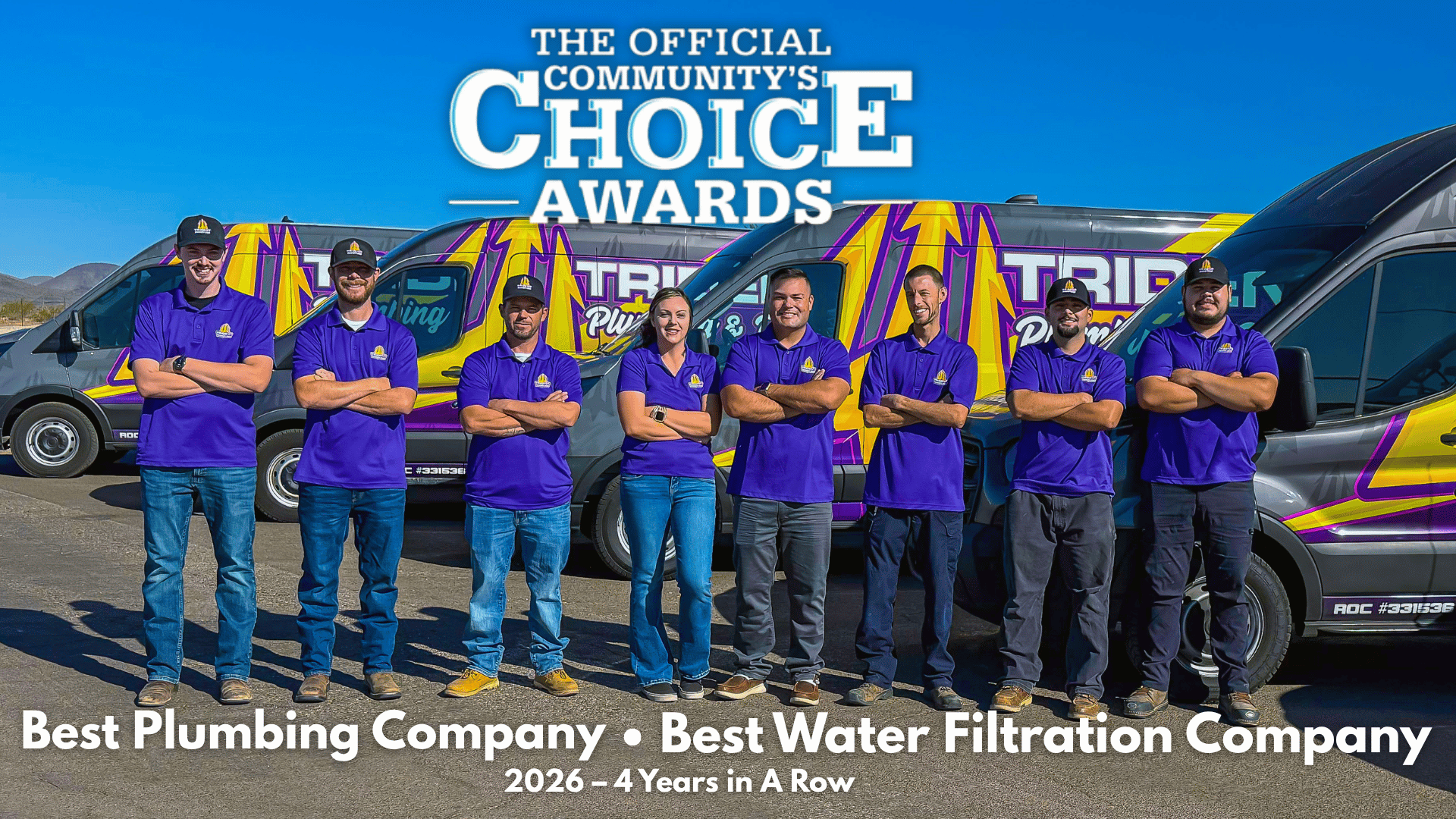 Members of the Trident Plumbing team standing together in Phoenix.