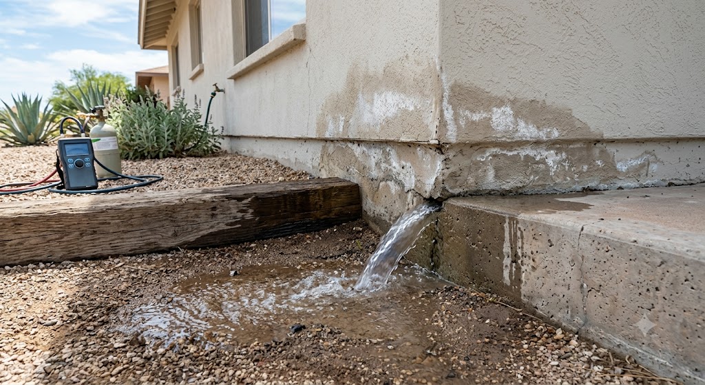 Image of water coming out of houses foundation