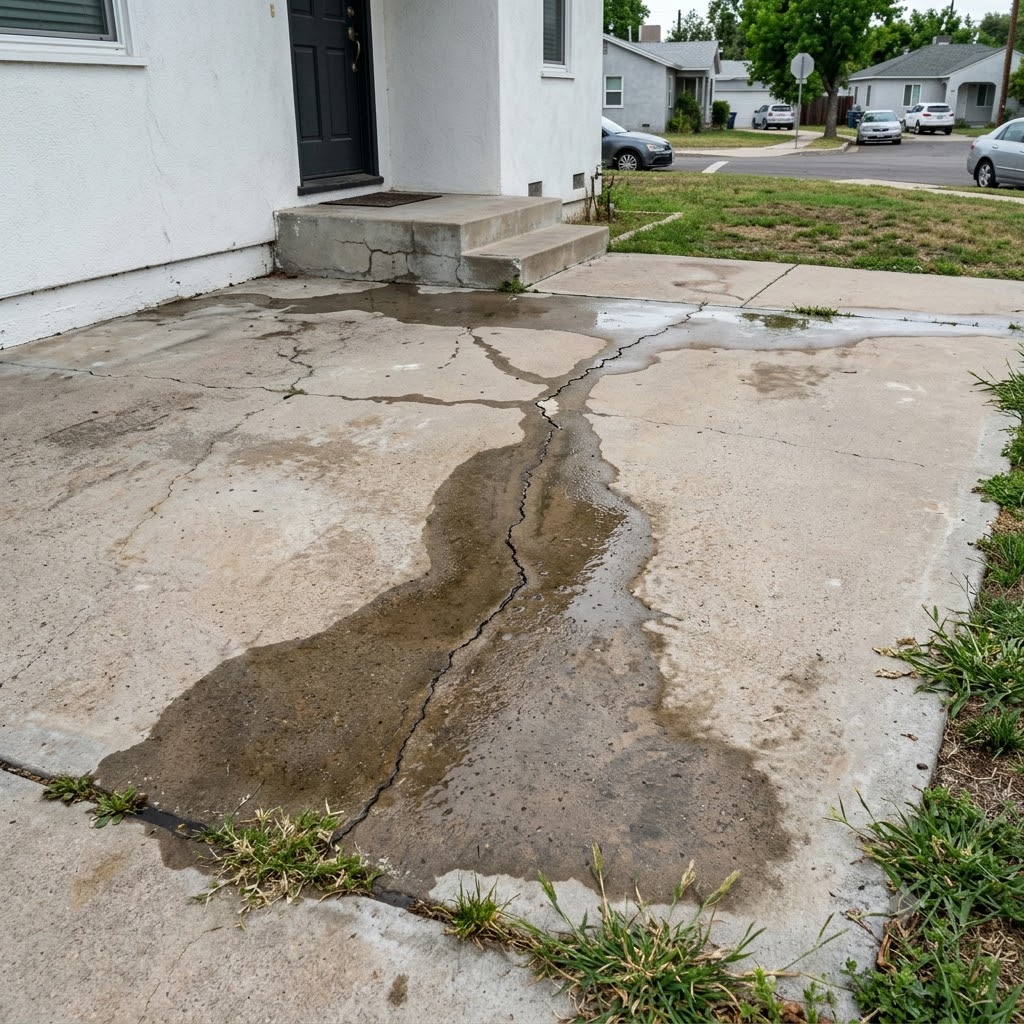 image of water leaking from house foundation