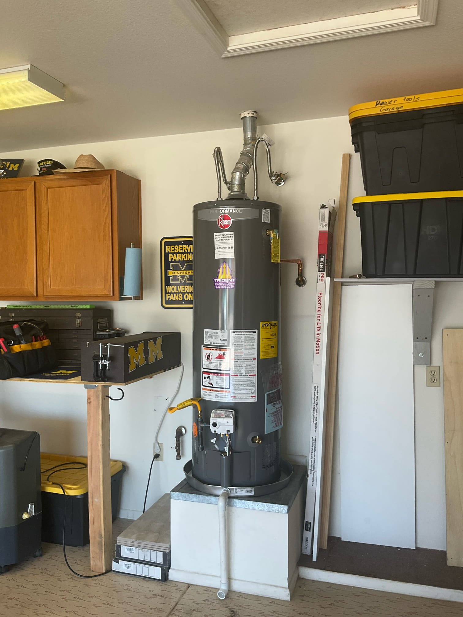 Traditional gas tank water heater installed in an Arizona home during a professional water heater replacement.