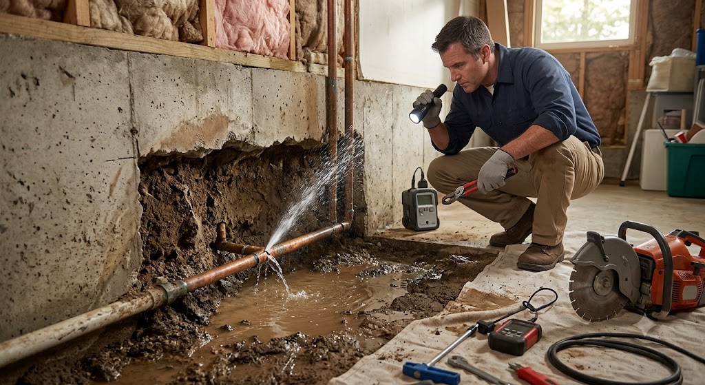 Pipe burst in house