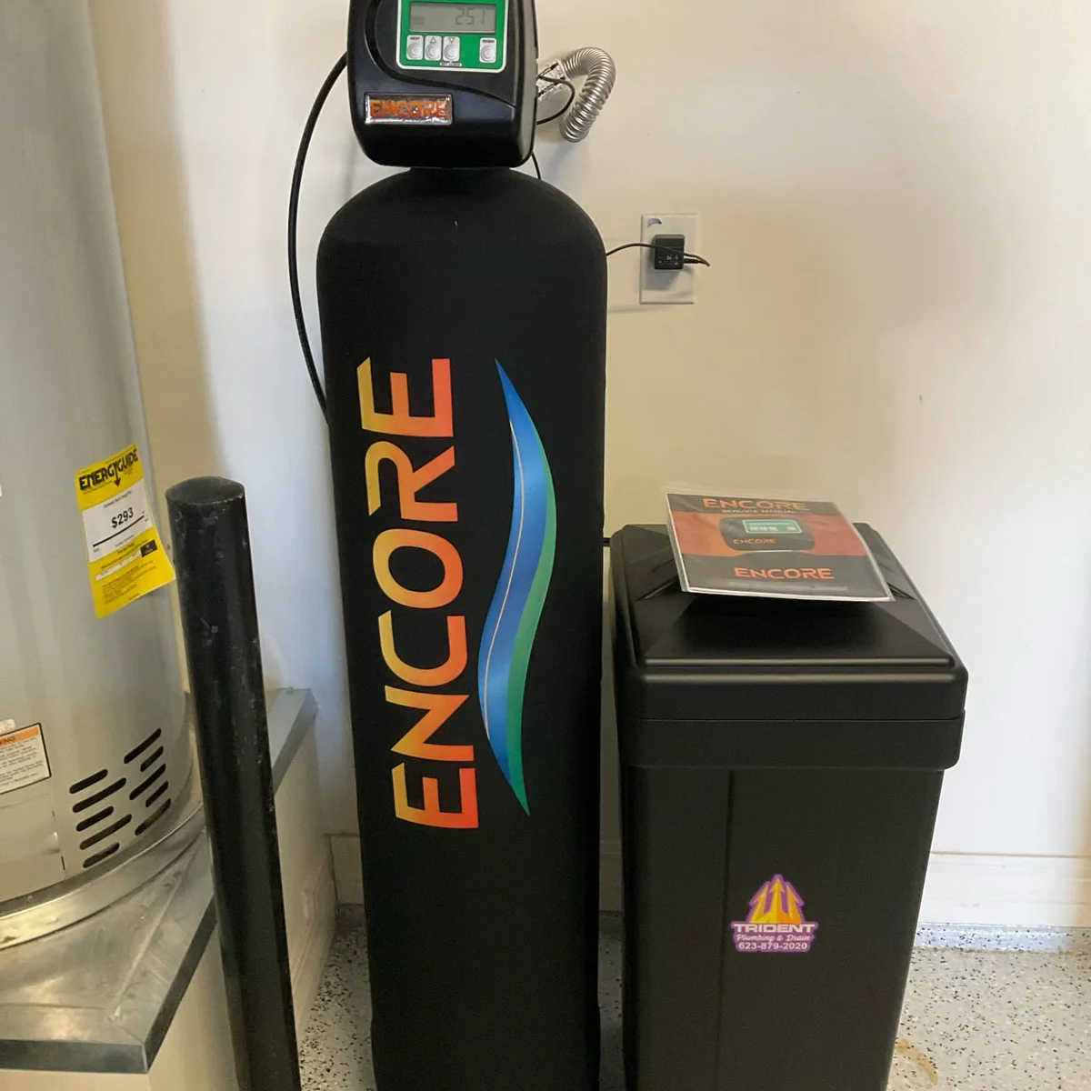 Encore combination water filtration and softening unit installed in an El Mirage, AZ home.