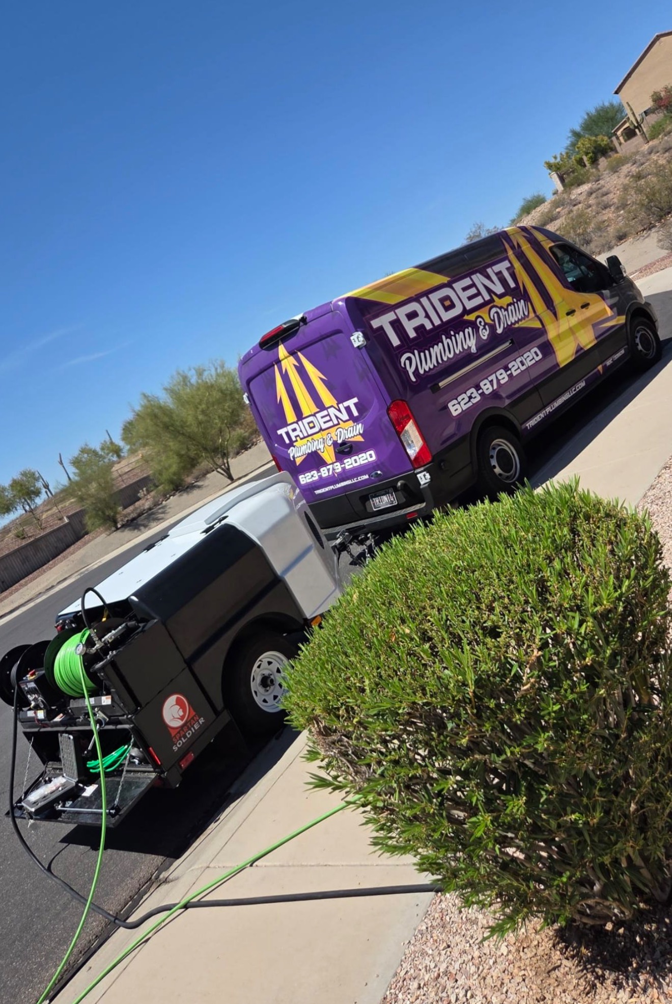 Trident Plumbing & Drain service van with professional hydro jetting equipment in Arizona