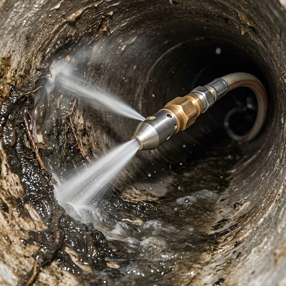 Hose inside a dirty pipe