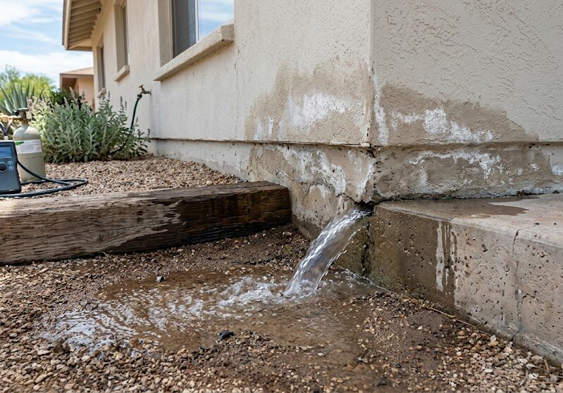 Image of water coming out of houses foundation