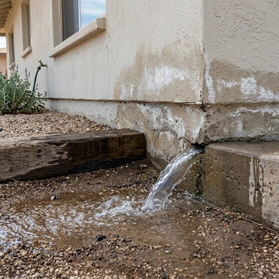 Image of water coming out of houses foundation