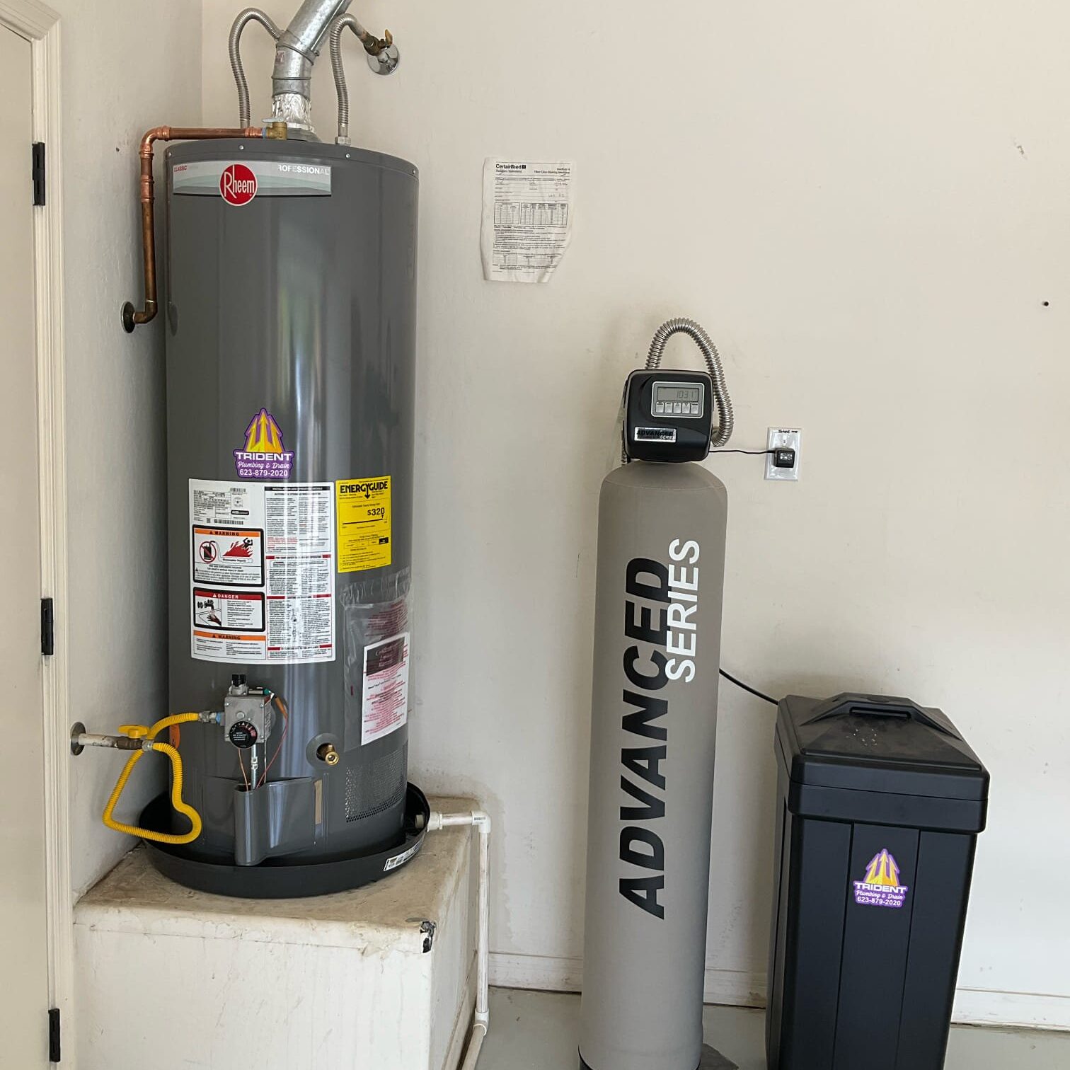 Tankless water heater paired with a whole-home water softener to protect against Phoenix hard water.