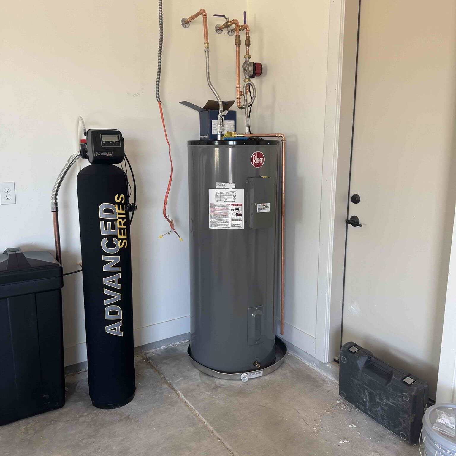 water heater located in garage